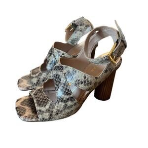 Cole Haan Reina City Sandals Leather Snake Print Ankle Strap Heels NEW Size 9